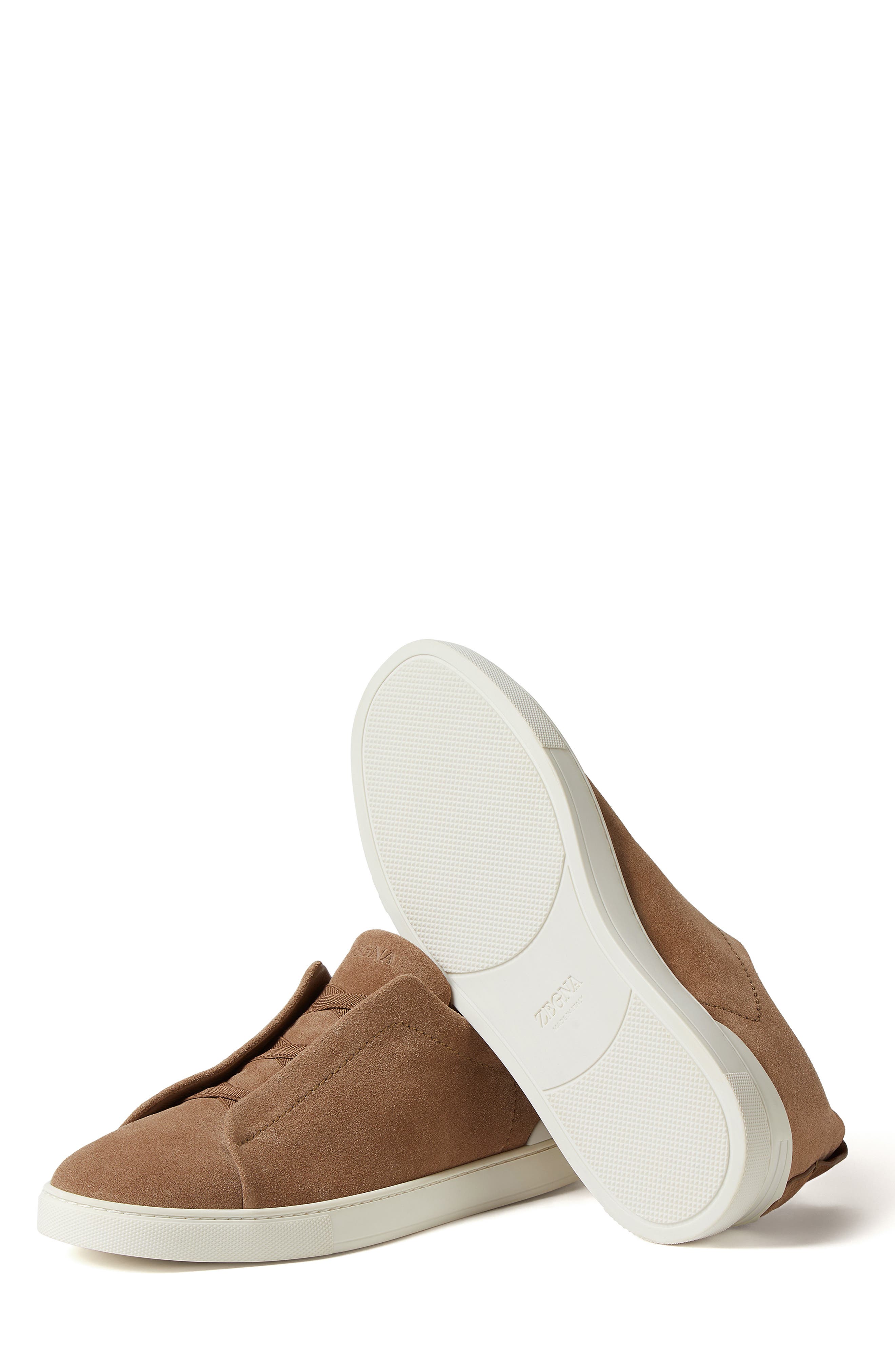 ZEGNA Triple Stitch Suede Slip-On Sneaker, Alternate, color, Cocco