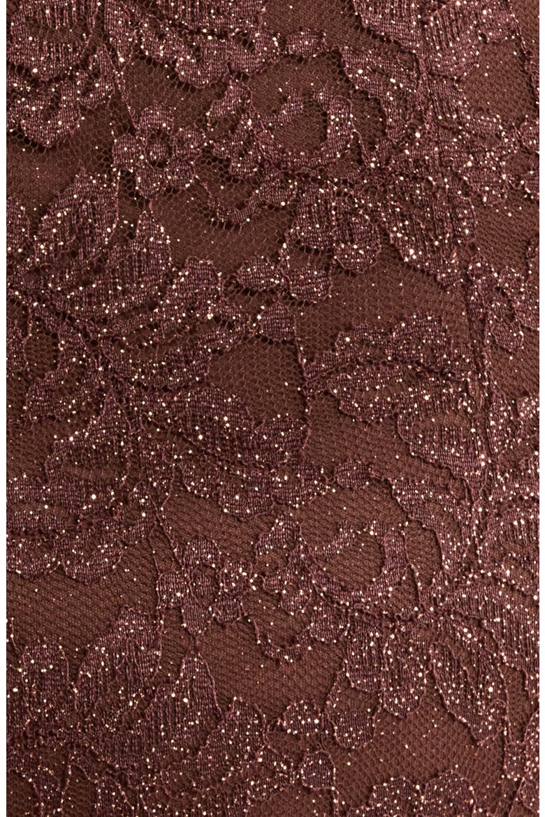 Side Tuck Lace Sheath Gown, Alternate, color, CHOCOLATE