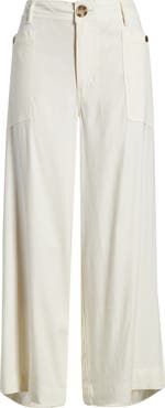 CITY BLUES Patch Pocket Crop Wide Leg Pants