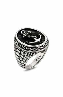 Yield of Men Sterling Silver Anchor Signet Ring