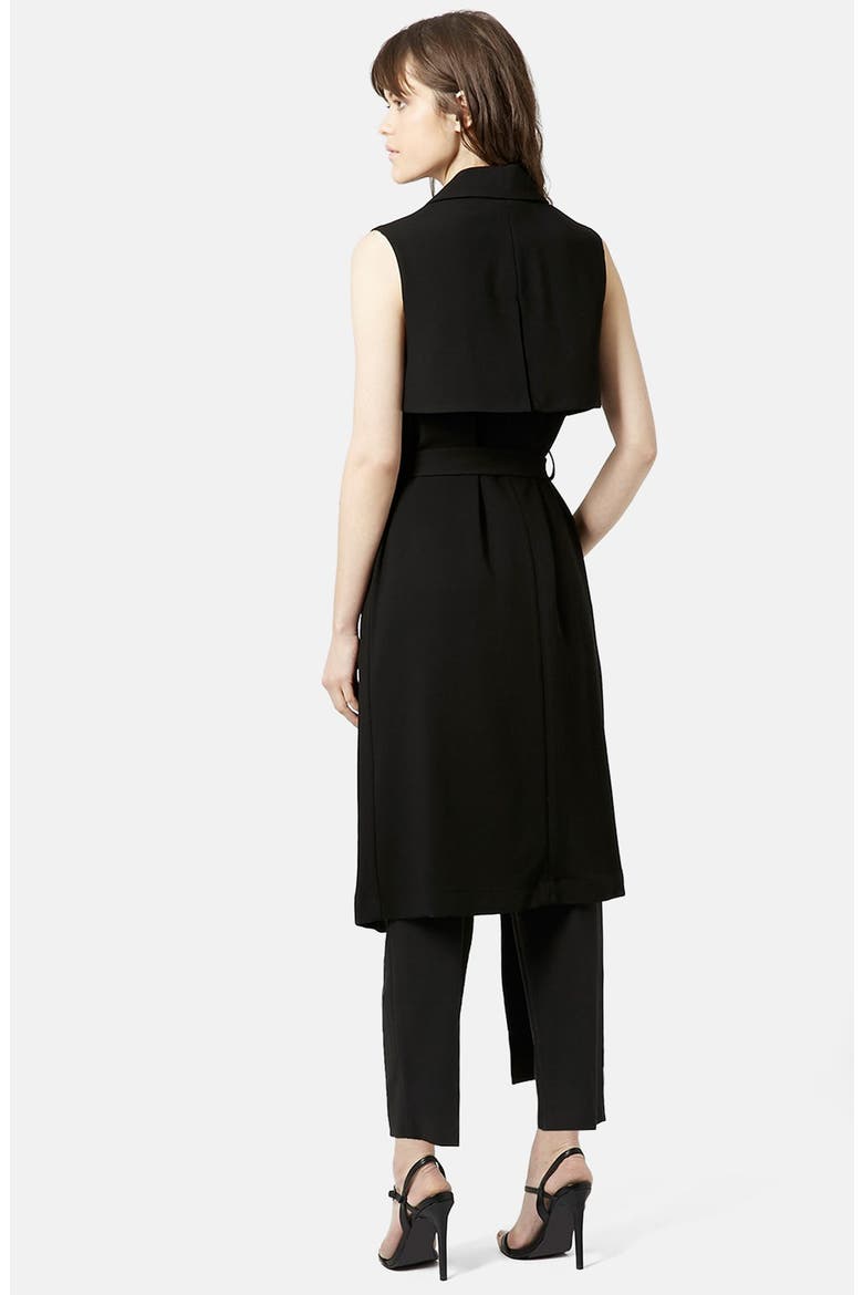 Sleeveless D-Ring Duster, Alternate, color, BLACK
