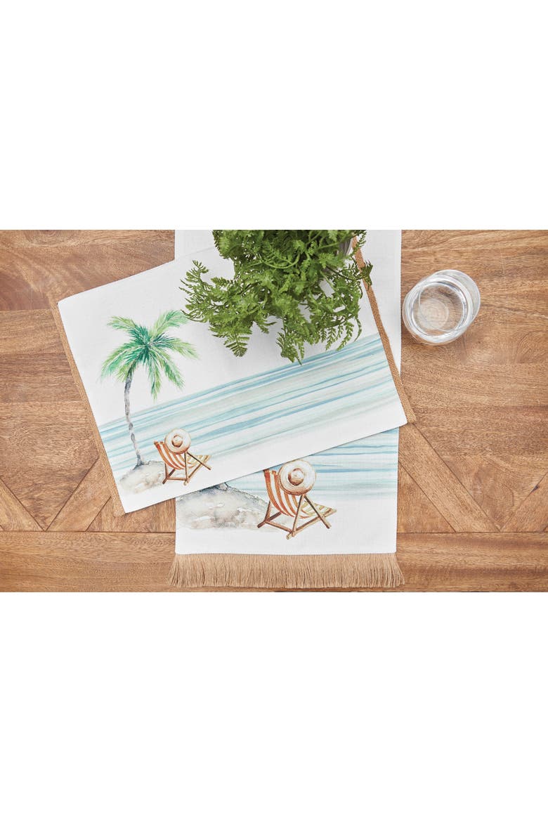 Life Is Better At The Beach Embroidered Placemats Set of 6 Coastal, 13" x 16", Alternate, color, Blue