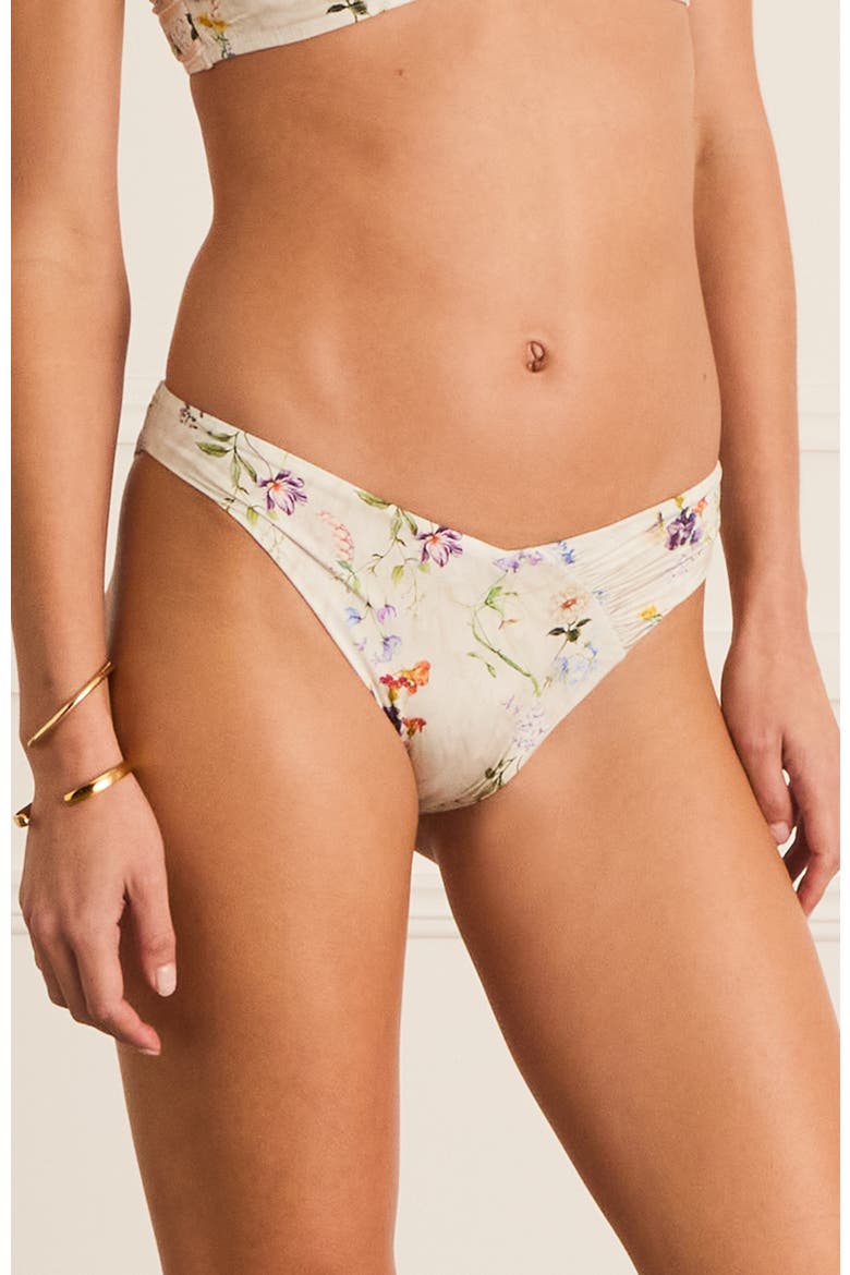 Ruched Front Zoe Cheeky Pant Bikini Bottom, Alternate, color, White