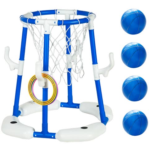 2 In 1 Pool Basketball Hoop and Ring Toss Game