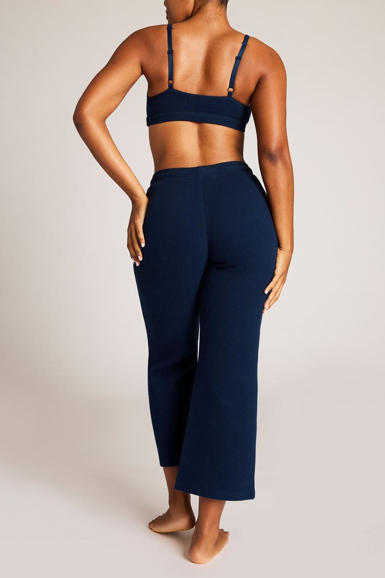 Waffle Knit Cropped Track Pant, Alternate, color, Navy