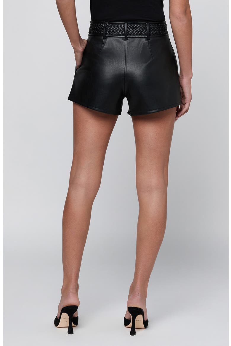 Virelle Braided High Waist Faux Leather Shorts, Alternate, color, BLACK