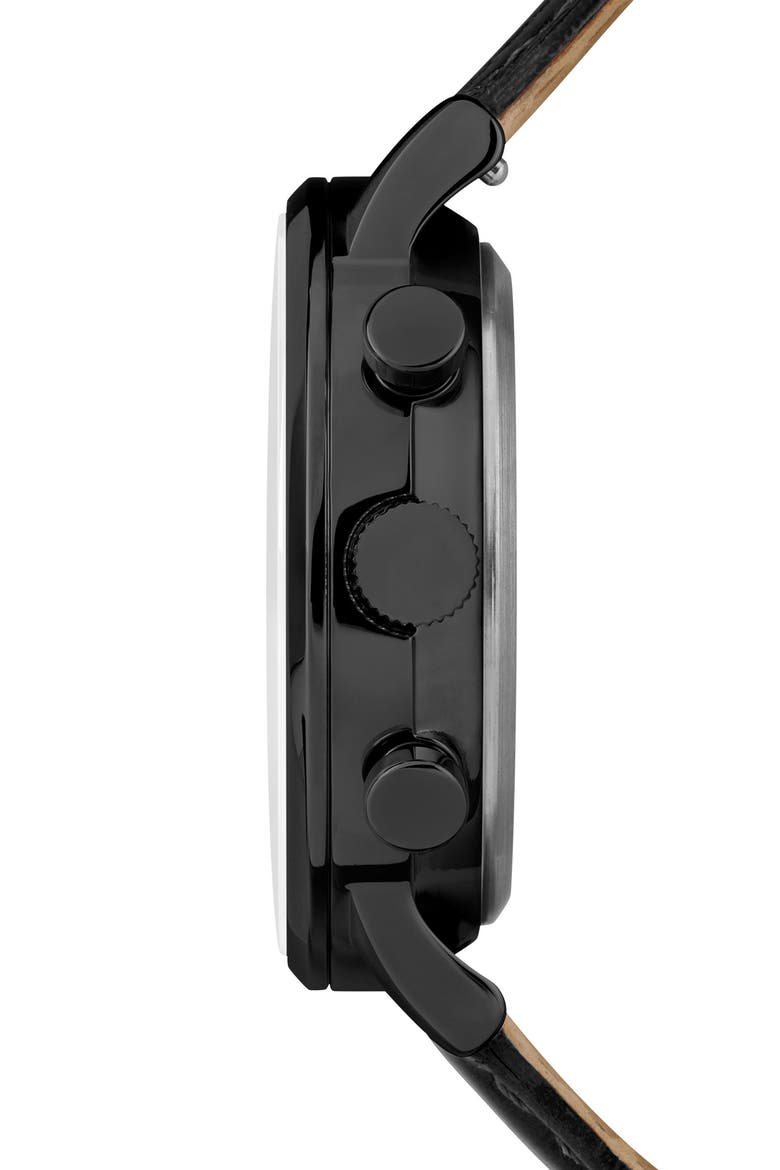 Waterbury Chronograph Leather Strap Watch, 40mm, Alternate, color, BLACK