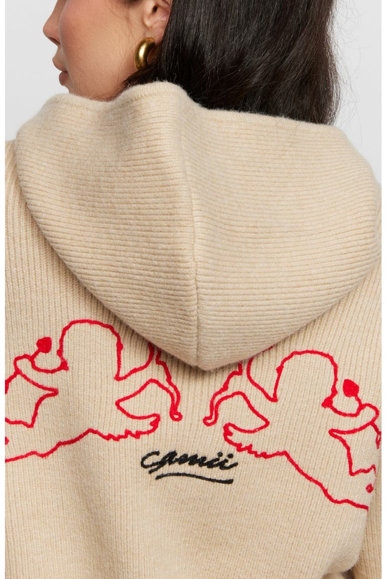 Cupid Knit Hoodie, Alternate, color, TAN