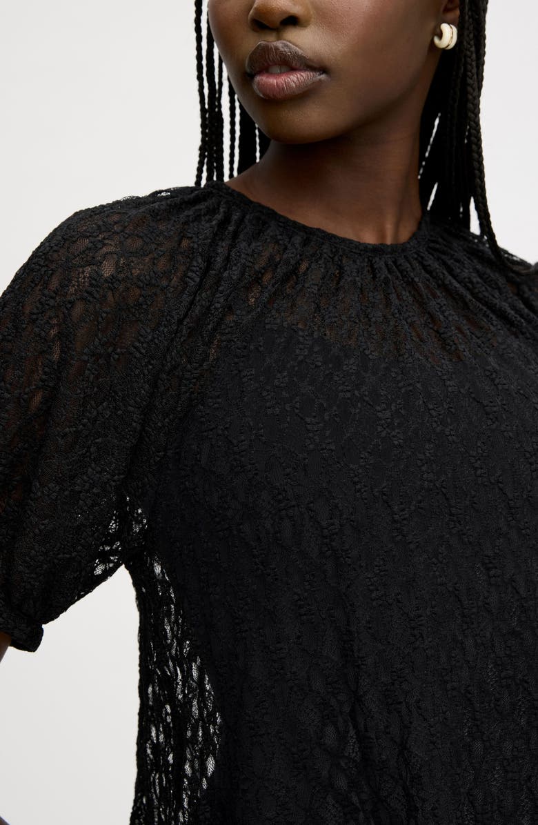 Sam Edelman Semisheer Stretch Lace Top, Alternate, color, True Black