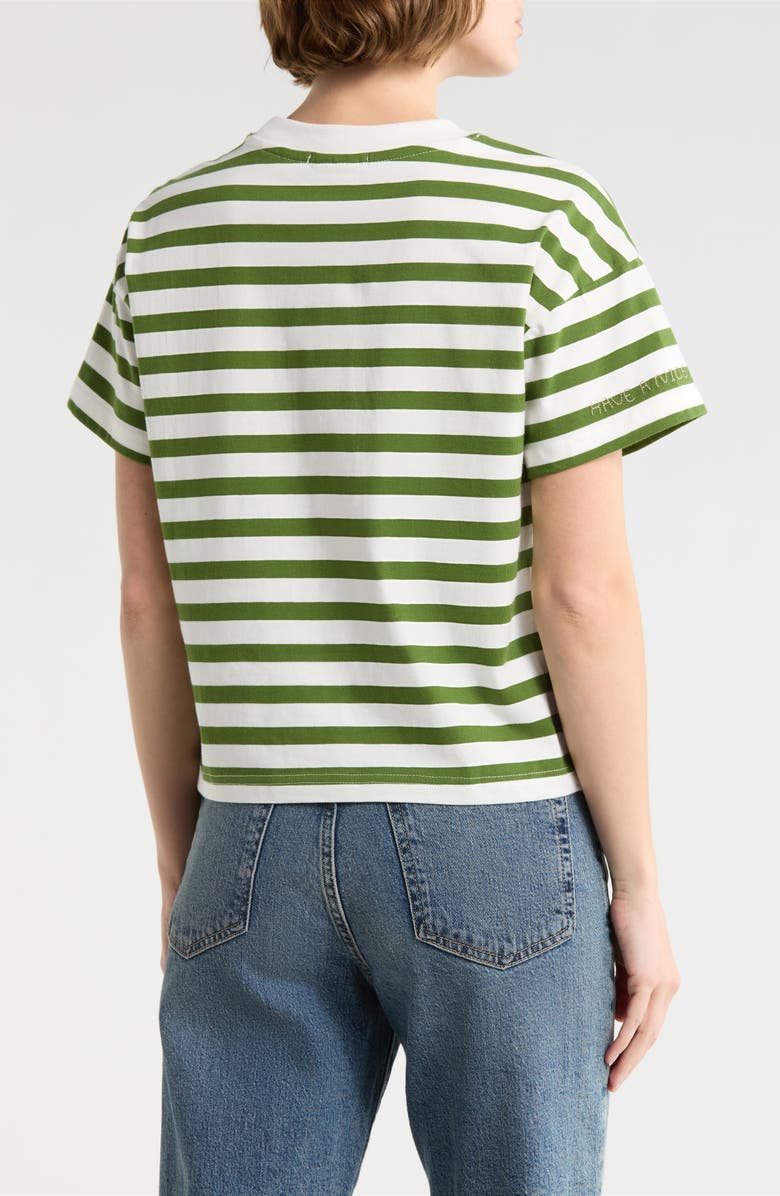 Scotch & Soda Boxy Yarn Dye Stripe T-Shirt, Alternate, color, Garden Green Stripe
