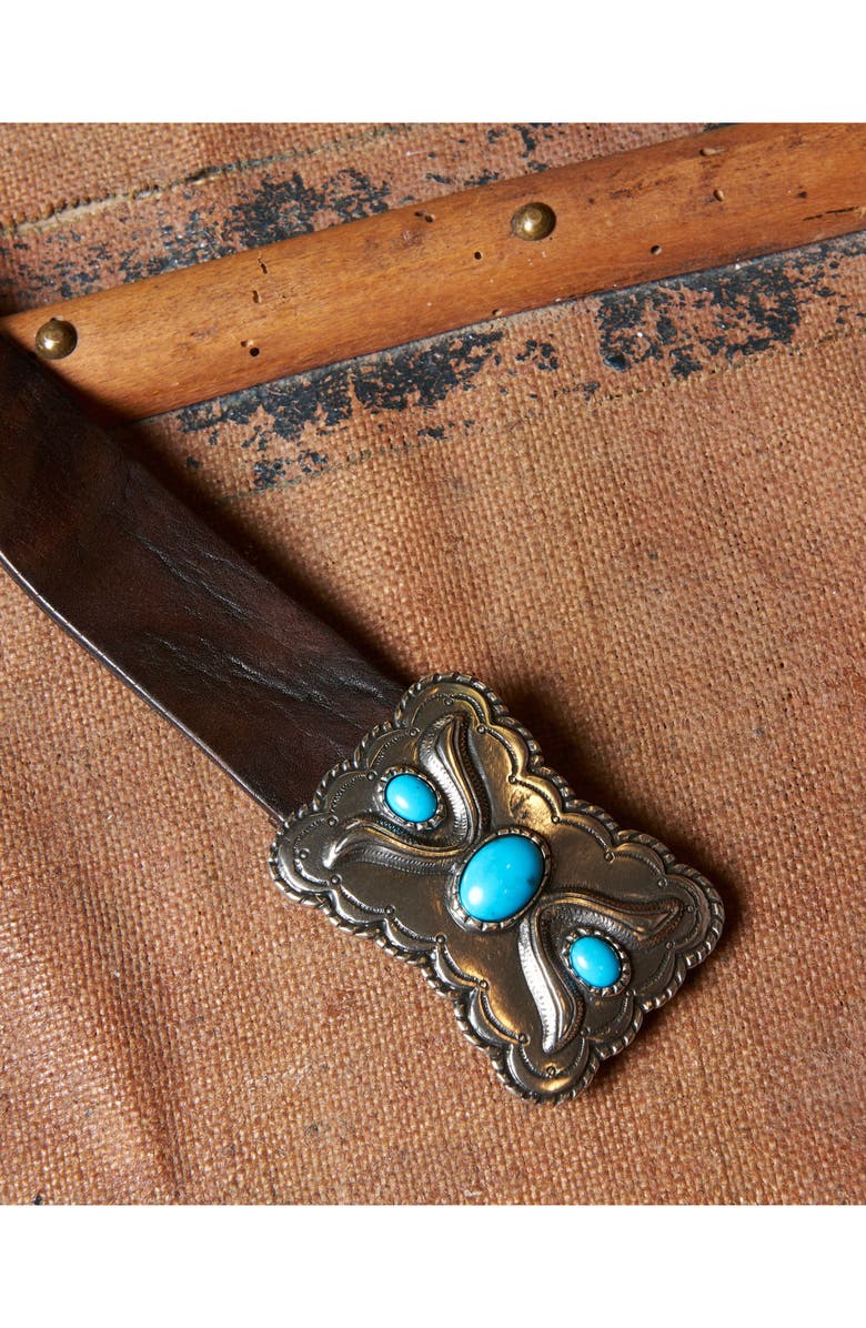 Fortela Western Turquoise Stone Belt, Alternate, color, Leather