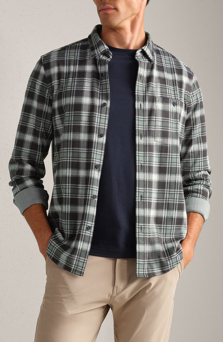 Rhone Hardy Plaid Flannel Button-Up Shirt, Main, color, Pine Gray Plaid