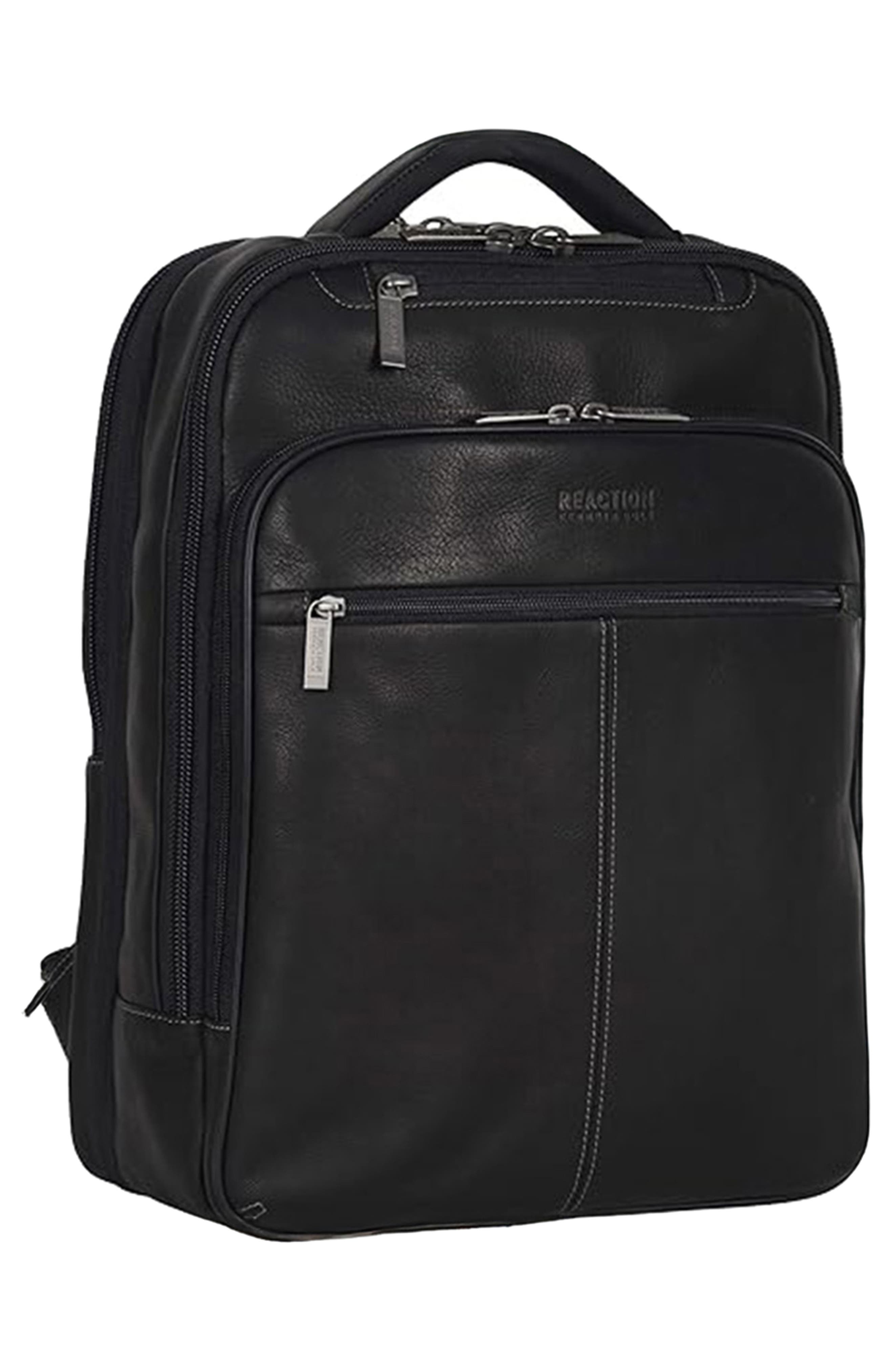 Kenneth Cole Colombian Leather Backpack, Alternate, color, Black