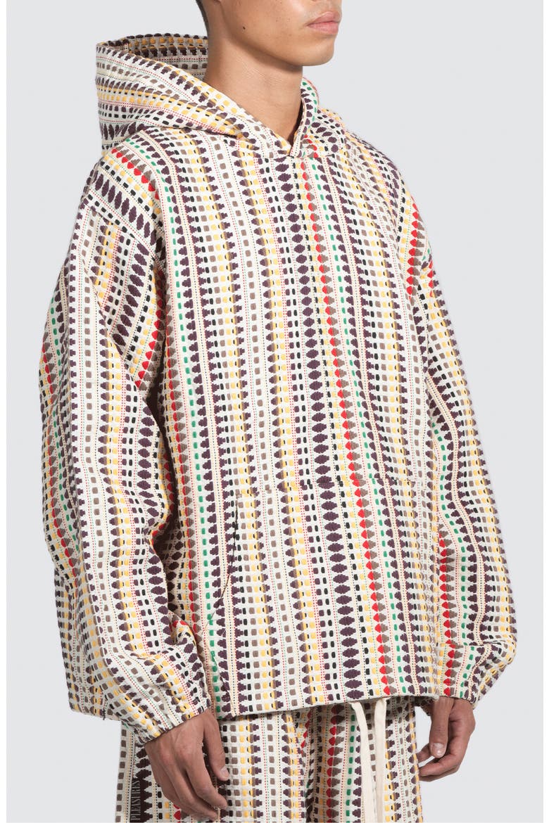 Stitch Stripe Cotton Jacquard Hoodie, Alternate, color, ECRU