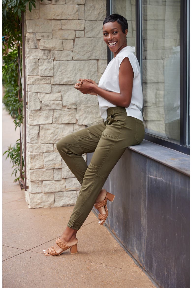 Stretch Twill Jogger Pants, Alternate, color, DARKENED OLIVE