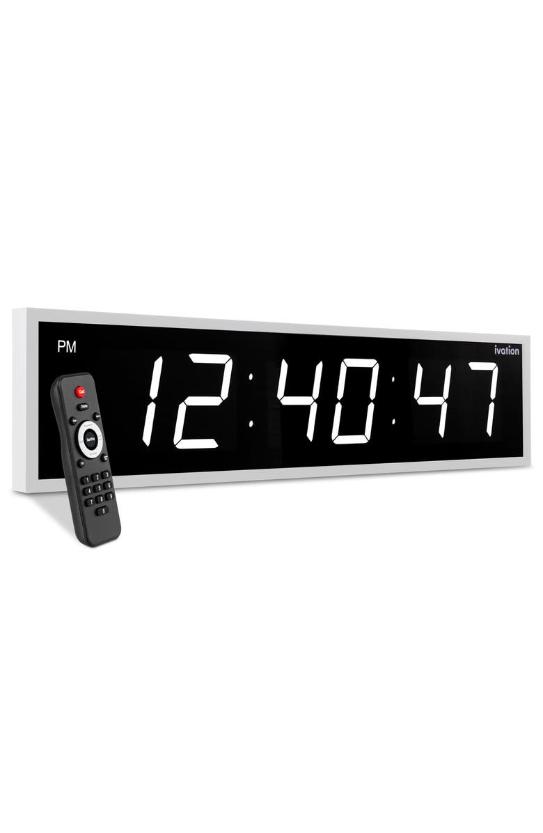 Ivation Large Digital Clock, 36 Led Wall Clock with Stopwatch, Alarms, Timer, Temp & Remote, Main, color, White
