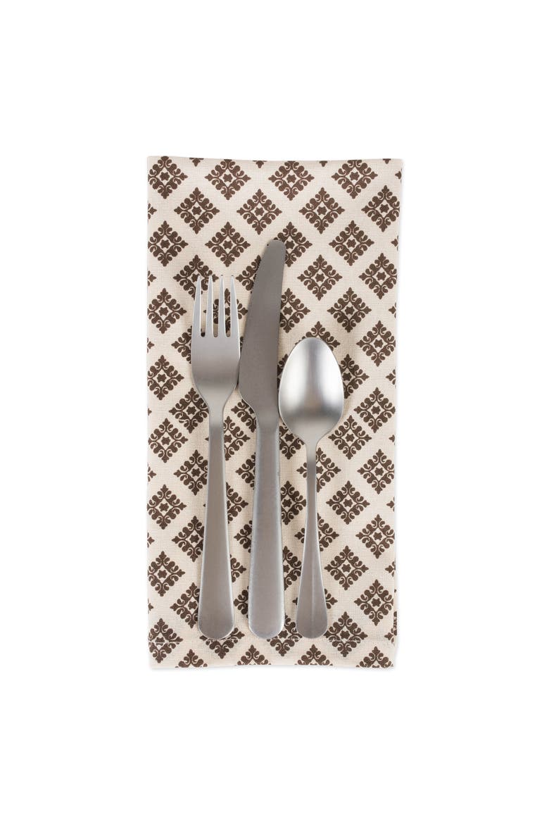 Heirloom Diamond Printed Napkin Set/6, Alternate, color, Brown