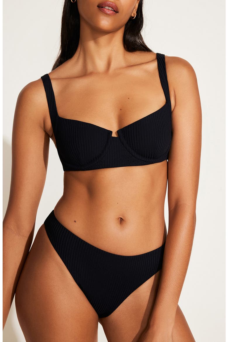 Cali High Cut Bikini Bottoms, Alternate, color, BLACK