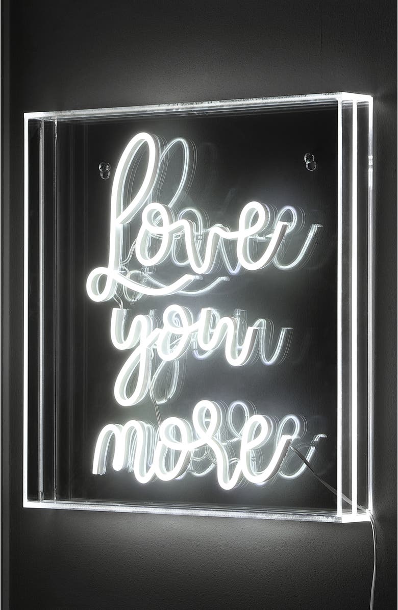 JONATHAN Y Love Square Contemporary Glam Acrylic Box USB Operated LED Neon Light, Alternate, color, White