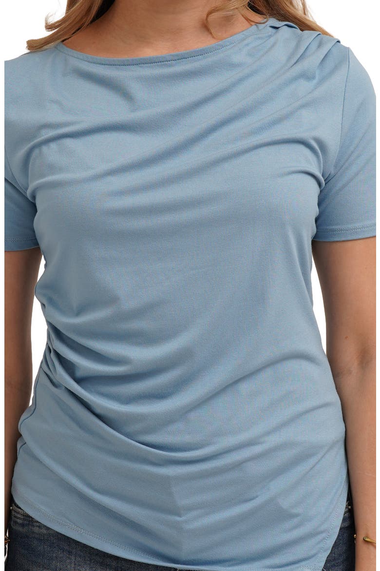 Asymmetrical Hem Short Sleeve Top, Alternate, color, WATER MIST