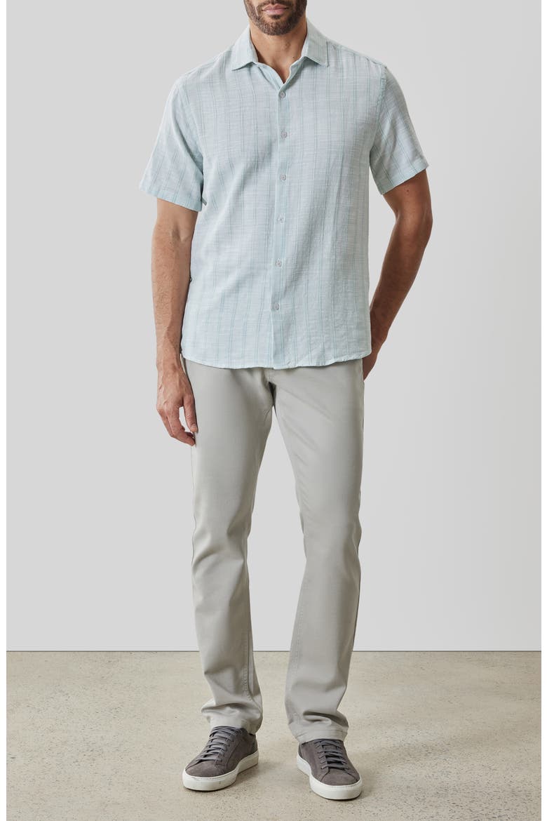 Satoru Short Sleeve Button-Up Shirt, Alternate, color, AQUA
