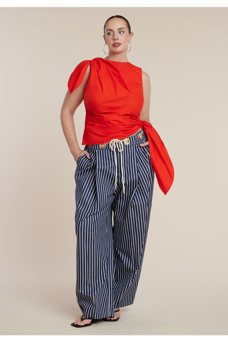 Striped Pant With Rope Belt, Alternate, color, NAVY STRIPE