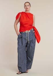 ELOQUII Striped Pant With Rope Belt