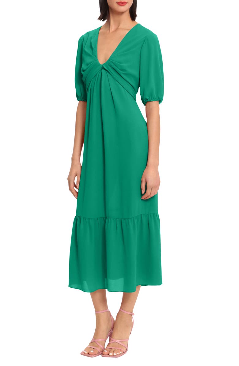 Donna Morgan Twist Empire Waist Midi Dress, Alternate, color,