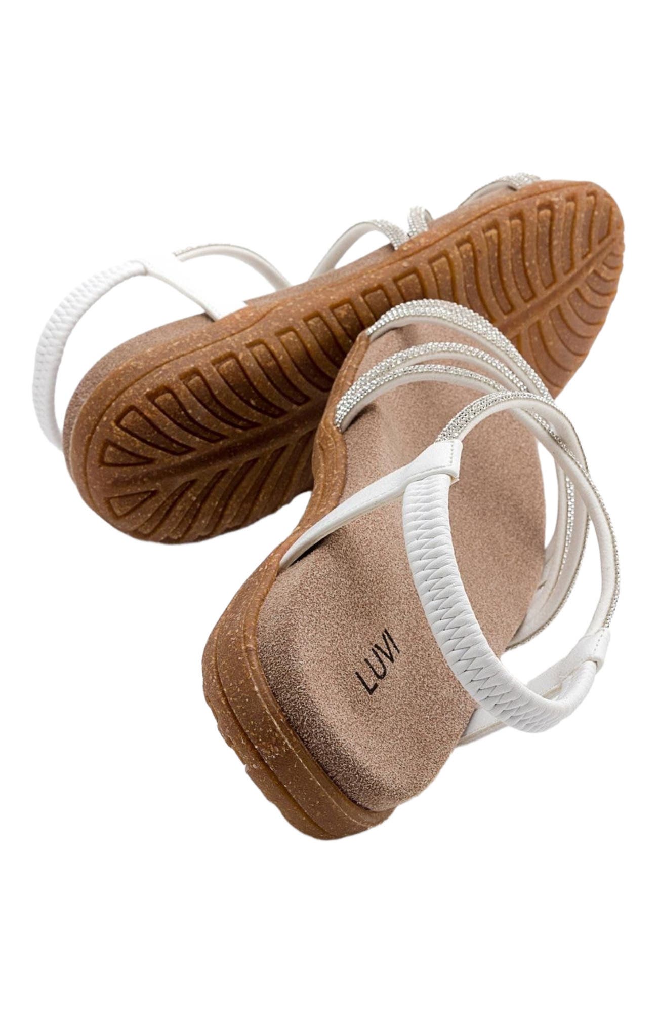Ever Embellished Sandal, Alternate, color, White Faux Leather