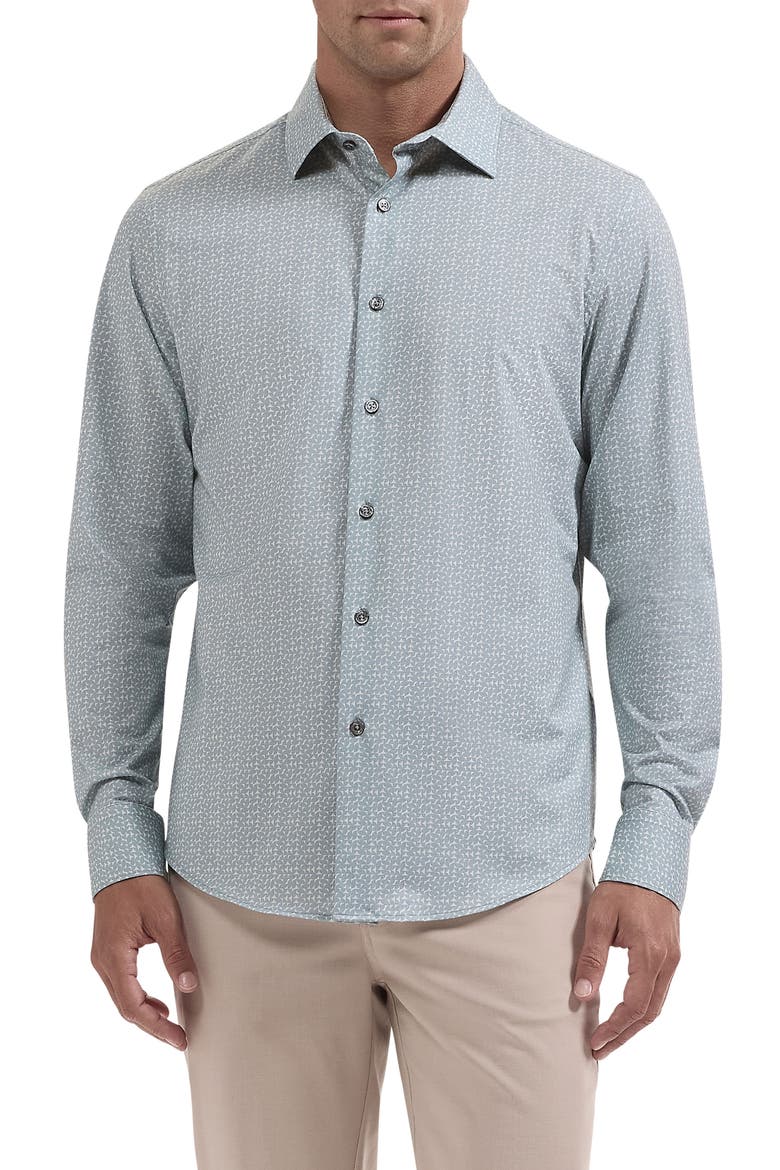James OoohCotton Geometric Long Sleeve Button Up Shirt, Main, color, AVOCADO