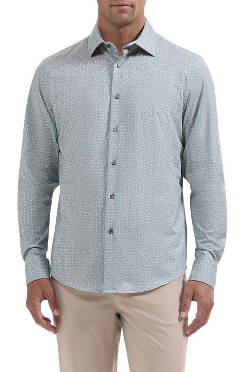 James OoohCotton Geometric Long Sleeve Button Up Shirt