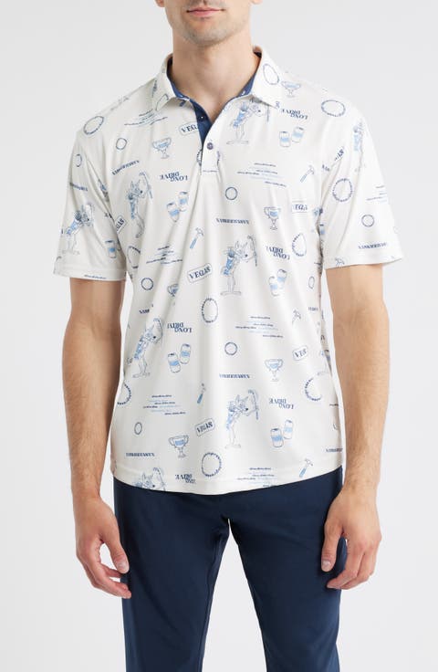 Roman Icon Print Performance Golf Polo