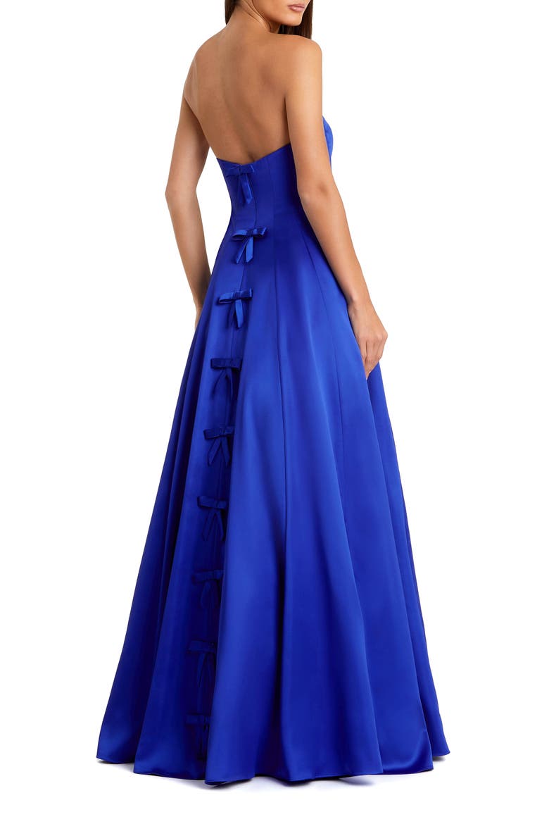 Satin Sweetheart Strapless Bow Detail Ballgown, Alternate, color, Cobalt