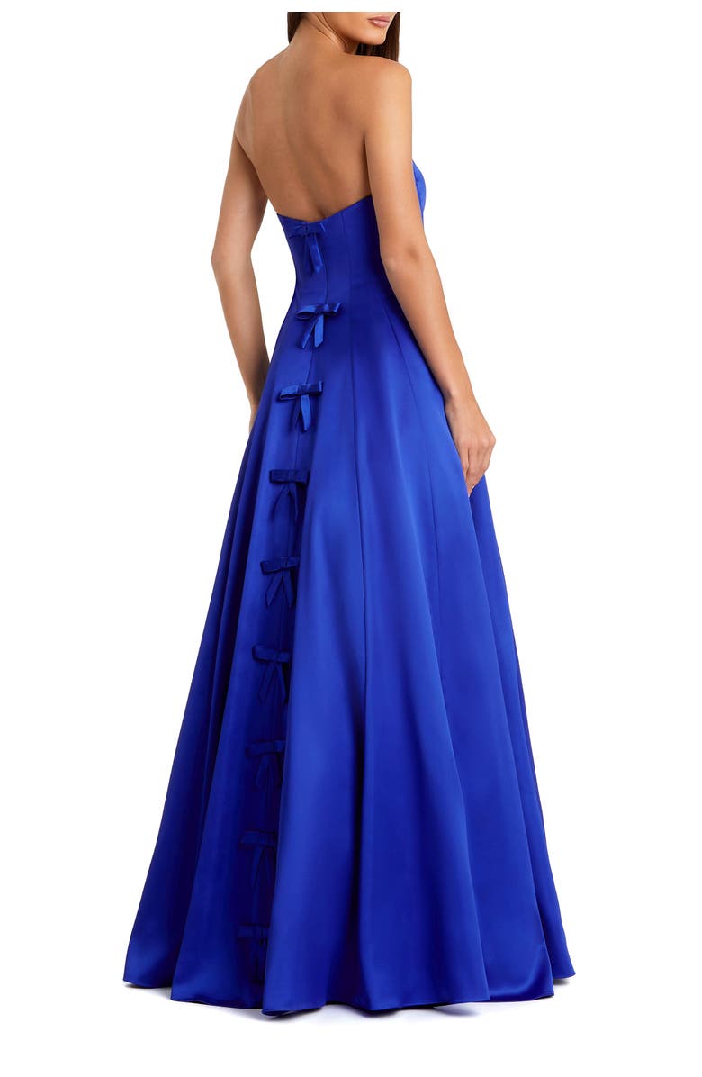 Mac Duggal Satin Sweetheart Strapless Bow Detail Ballgown, Alternate, color, Cobalt