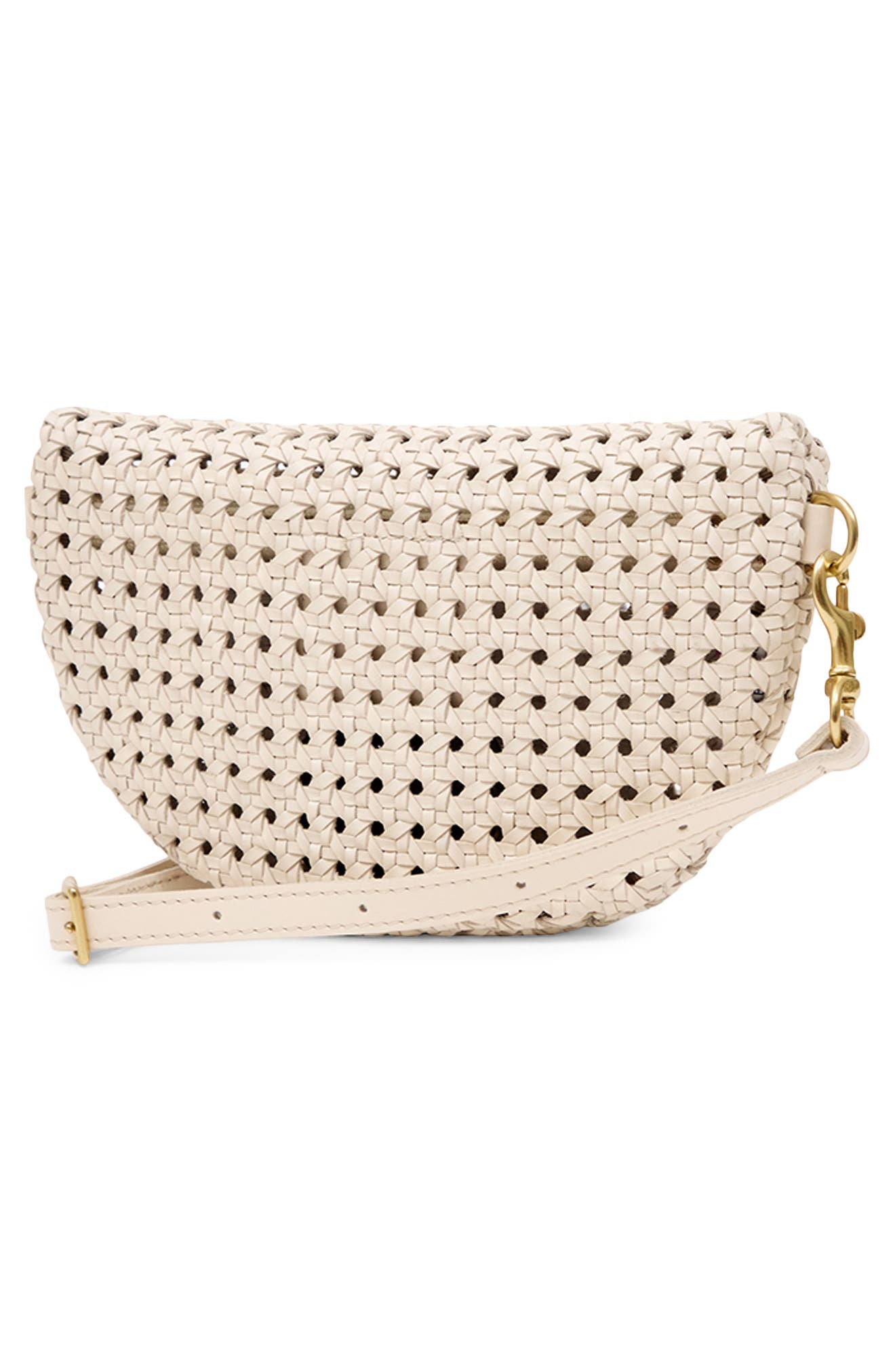 Petite Fanny Rattan Woven Leather Belt Bag, Alternate, color, CREAM