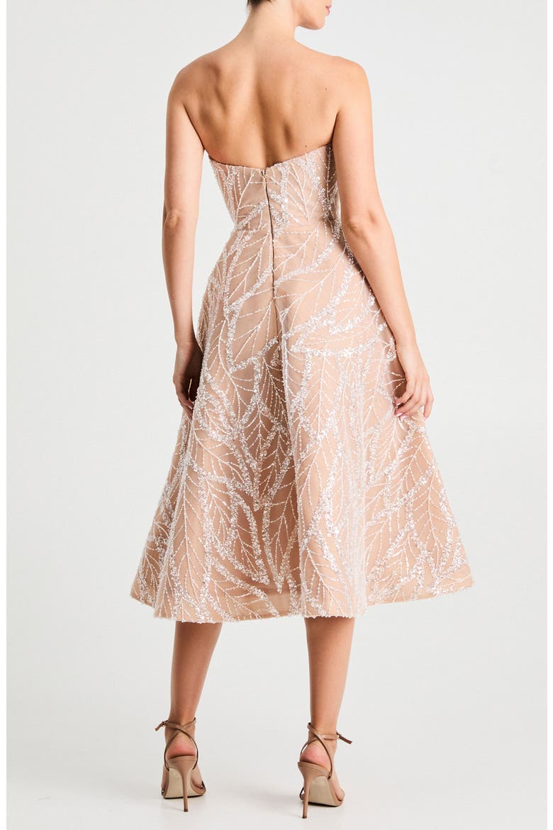Vivi Embellished Strapless Cocktail Midi Dress, Alternate, color, OFF WHITE/ NUDE