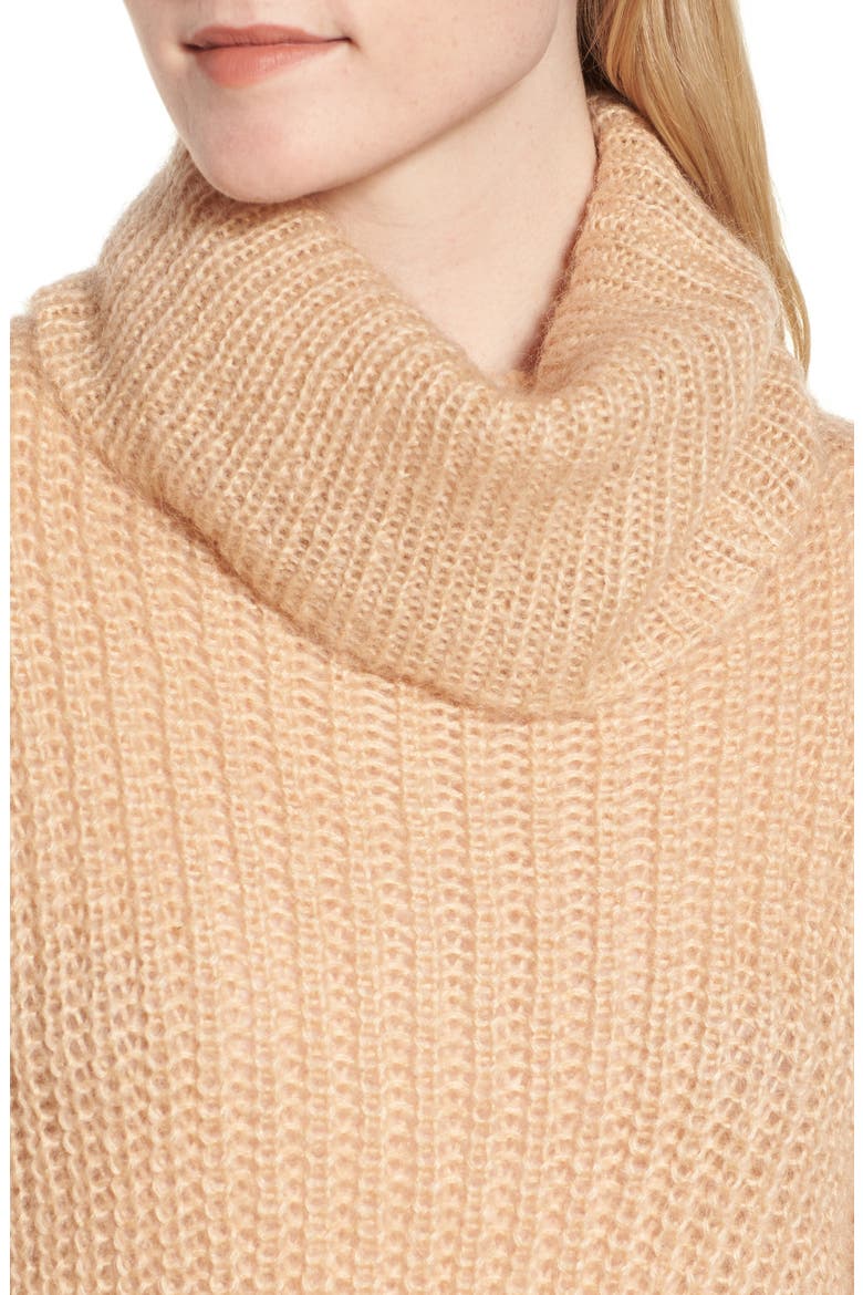 Cross Back Turtleneck Sweater, Alternate, color, TOASTED ALMOND