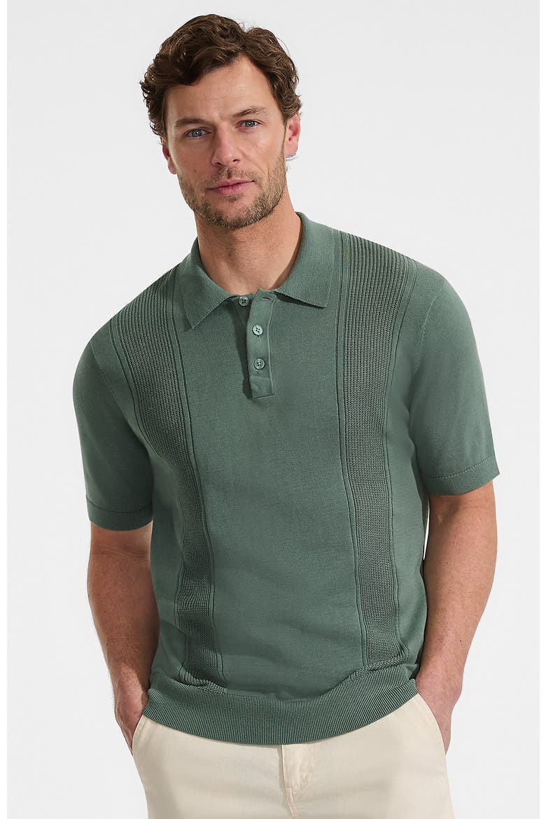 Short Sleeve Vertical Rib Button Down Sweater Polo, Main, color, Eucalyptus