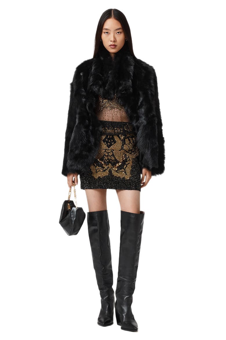 Jamilia Embellished Miniskirt, Alternate, color, BLACK/ GOLD