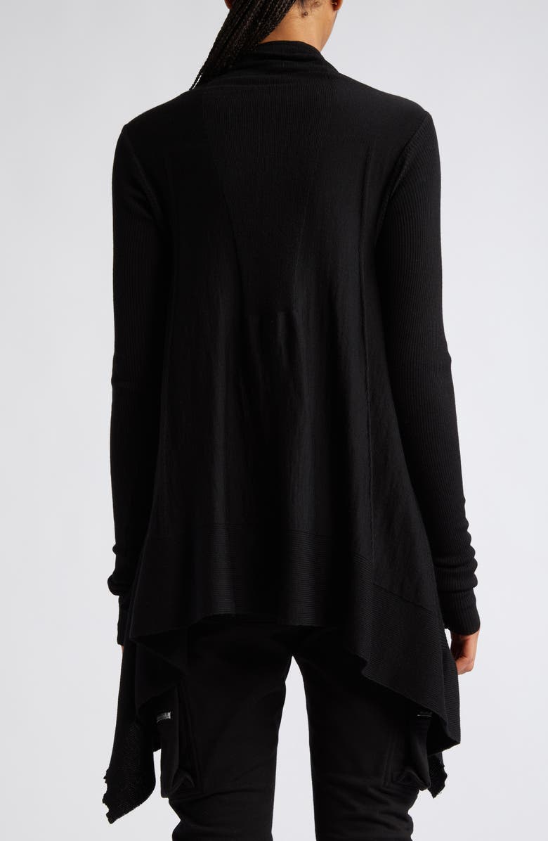 Rick Owens Open Front Waterfall Wool Cardigan, Alternate, color,