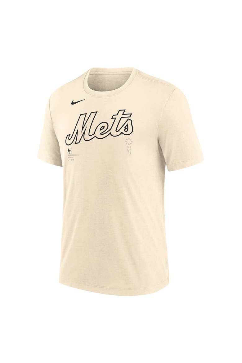 Men's Nike Natural New York Mets Wordmark Tri-Blend T-Shirt, Alternate, color, Natural