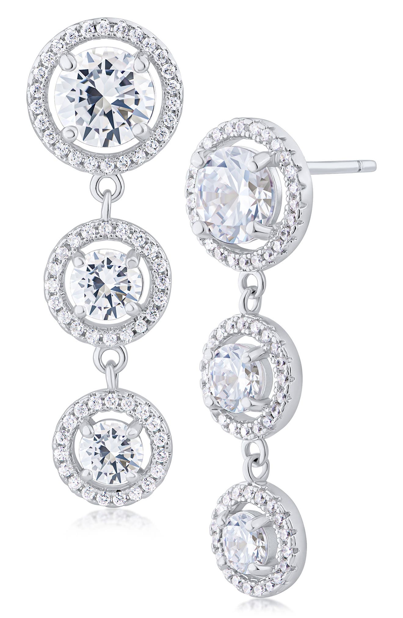 CZ by Kenneth Jay Lane Graduated Cubic Zirconia Halo Linear Drop Earrings