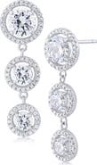 CZ by Kenneth Jay Lane Graduated Cubic Zirconia Halo Linear Drop Earrings