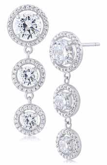 CZ by Kenneth Jay Lane Graduated Cubic Zirconia Halo Linear Drop Earrings