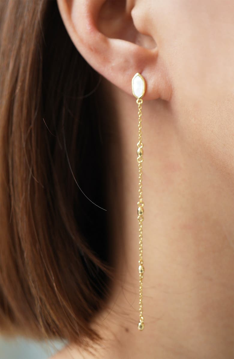 Argento Vivo Sterling Silver Mother-of-Pearl Station Chain Linear Drop Earrings, Alternate, color, Gold