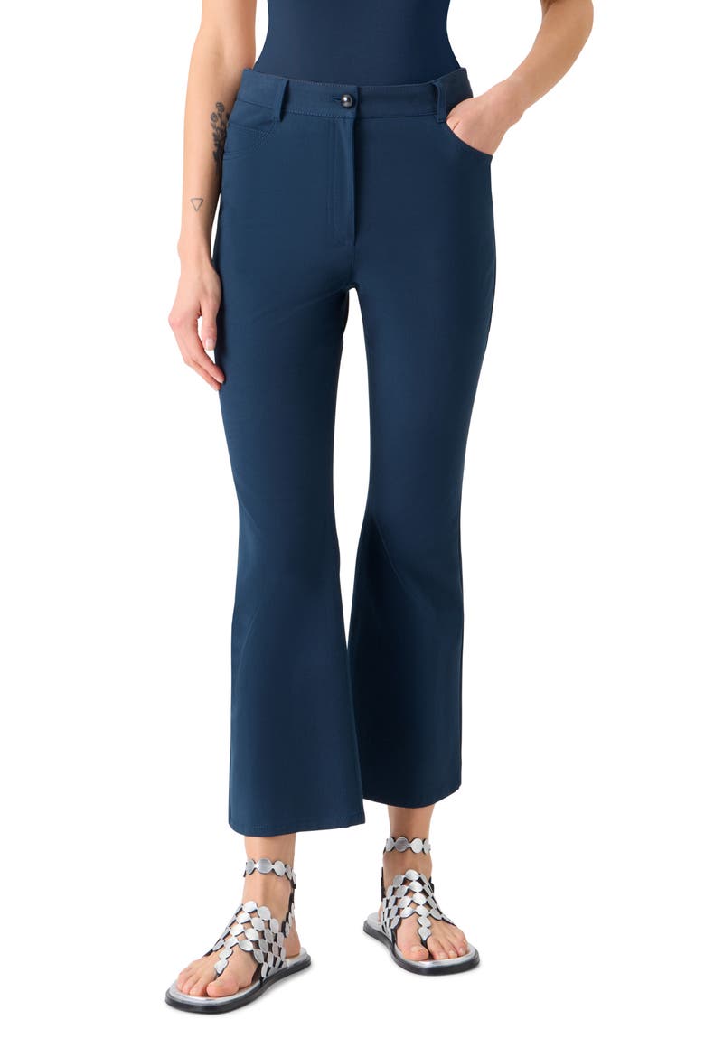 Cali Stretch Cotton Crop Bootcut Pants, Main, color, DARK BLUE