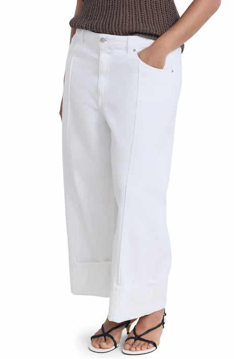 MANGO Turned Up Wide Leg Jeans