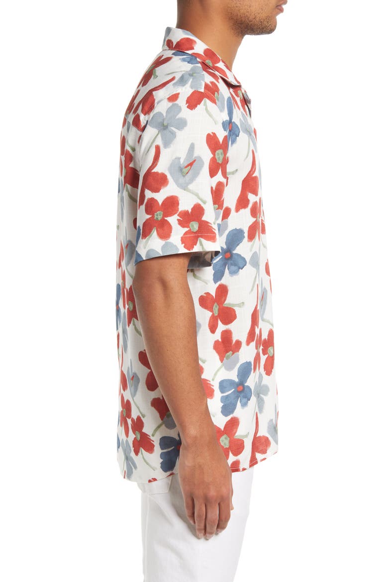 Men's Didcot Floral Print Short Sleeve Button-Up Shirt, Alternate, color, WHITE/ RED / BLUE