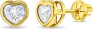 In Season Jewelry 14k Heart Bezel Simulated Birthstone Earrings