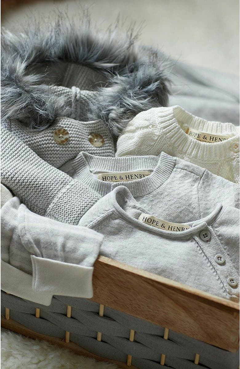 Hope & Henry Baby Raglan Sweater Romper, Alternate, color, Heather Grey